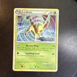Pokemon Leafeon 17/90 Holo Rare HS Undaunted Pre Release Promo -LP - Image 4