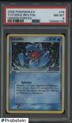 2005 Pokemon Ex Unseen Forces #78/115 Totodile Reverse Foil PSA 8 NM-MT - Image 1