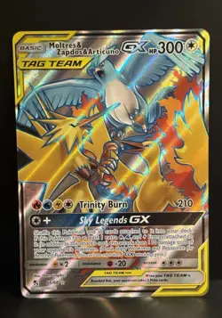 Pokemon Moltres & Zapdos & Articuno GX (Full Art) 66/68 Hidden Fates Holo NM+ - Image 1