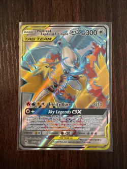 Pokemon Moltres Zapdos Articuno GX Tag Team Full Art 66/68 Hidden Fates NM - Image 1