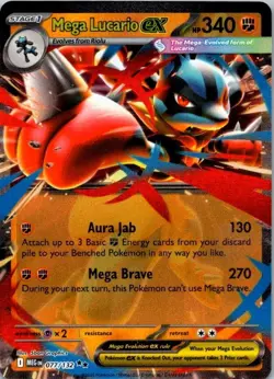 MEGA LUCARIO EX 077/132 MEGA EVOLUTIONS POKEMON TCG (DOUBLE RARE, NM) (SKU 1-3) - Image 1
