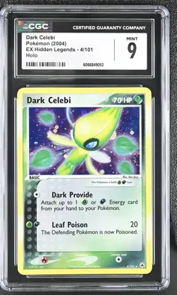 CGC 9 MINT Dark Celebi 2004 EX Hidden Legends 4/101 Holo Pokemon Card - Image 1