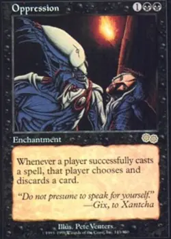 Moderatly Played, English - 1 x MTG Oppression Urza's Saga - Image 1