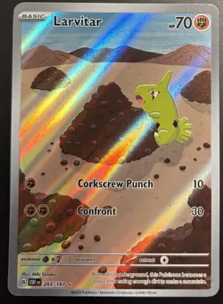 Pokemon Larvitar 203/197 Illustration Rare Obsidian Flames SV Full Art Holo NM - Image 2