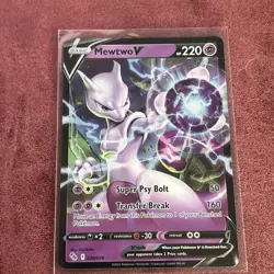 Pokemon Mewtwo v Holo Ultra Rare TCG Card 030/078 Pokemon Go Full Art - Image 1