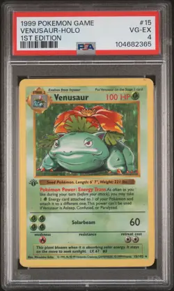 1999 POKEMON BASE SET 1ST EDITION #15 VENUSAUR-HOLO PSA 4 - Image 1