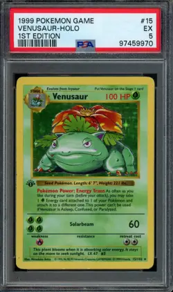 Pokemon Venusaur Holo 1999 Base Set 1st Edition #15 PSA 5 EX - Image 1