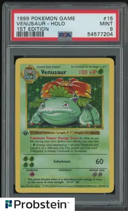 1999 Pokemon Game 1st Edition #15 Venusaur Holo PSA 9 MINT - Image 1