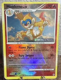 Pokemon TCG Diamond & Pearl Monferno 56/130 Reverse Holo Stamp Uncommon HP - Image 1