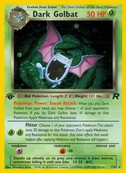 Dark Golbat - 7/82 - Pokemon Team Rocket 1st Edition Holo Rare Card WOTC LP - Image 1