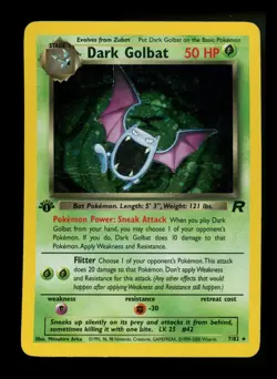 1st Edition Dark Golbat 7/82 Team Rocket 2000 Holo Rare WOTC Pokemon Card TCG - Image 1