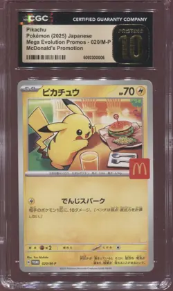 CGC 10 PRISTINE PIKACHU 020/M-P MCDONALD'S PROMO 2025 JAPANESE POKEMON CARD - Image 1