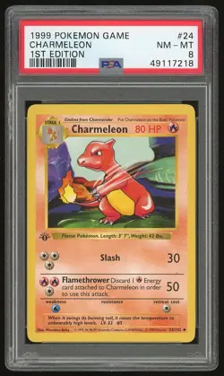 1999 Pokemon 1st Edition Shadowless Charmeleon #24 PSA 8 - Image 1