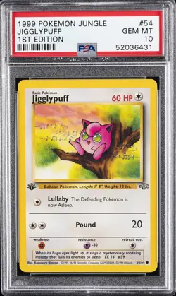 1999 POKEMON JUNGLE 1ST EDITION #54 JIGGLYPUFF PSA 10 - Image 1