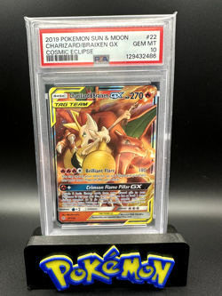 Charizard & Braixen GX 22/236 - SM Cosmic Eclipse Holo - PSA 10 - Pokemon TCG - Image 1
