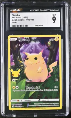 CGC 9 - Pikachu 005/025 Full Art Holo - Celebrations Pokemon 25th Anniversary - Image 1