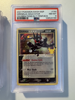 2021 POKEMON SWSH BLACK STAR PROMO 144 GRENINJA GOLD STAR CELEBRATIONS ETB PSA 8 - Image 1