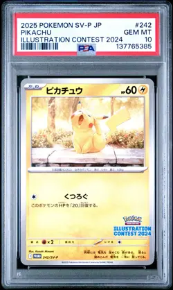 Japanese Pokemon Pikachu 242/SV-P Illustration Contest 2024 PSA 10 - Image 1