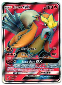 Entei GX 71/73 - Shining Legends Rare Ultra Pokemon TCG - M/LP Card - Image 1