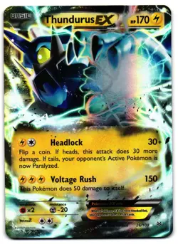 Thundurus EX 26/108 - Roaring Skies Rare EX Pokemon TCG Holo - M/LP Card - Image 1