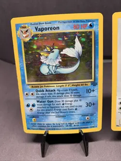 Pokemon TCG Vaporeon 12/64 & Kangaskhan 5/64 Jungle Unlimited Holo Rare MP VTG - Image 2