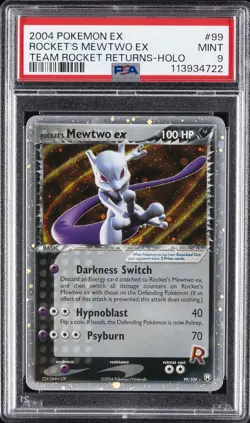 2004 POKEMON EX TEAM ROCKET RETURNS #99 ROCKET'S MEWTWO EX-HOLO PSA 9 - Image 1