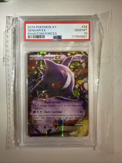 2014 POKEMON XY PHANTOM FORCES #34 GENGAR EX PSA 10 - Image 1