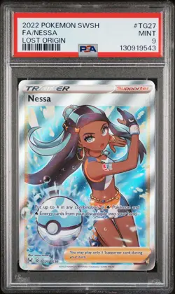 2022 POKEMON SWORD & SHIELD LOST ORIGIN #TG27 FULL ART/NESSA PSA 9 - Image 1