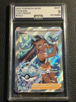 2022 POKEMON SWORD & SHIELD LOST ORIGIN #TG27 FULL ART/NESSA AGS 9 - Image 1