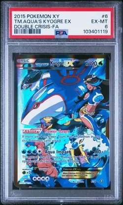 2015 POKEMON XY DOUBLE CRISIS #6 FULL ART/TEAM AQUA'S KYOGRE EX PSA 6 - Image 1