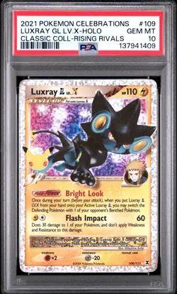 2021 POKEMON CELEBRATIONS CLASSIC COLL #109 LUXRAY GL LV.X-HOLO PSA 10 - Image 1