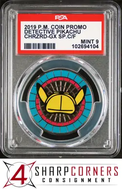 2019 POKEMON COIN PROMO DETECTIVE PIKACHU CHARIZARD-GX SPECIAL CASE FILE PSA 9 - Image 1
