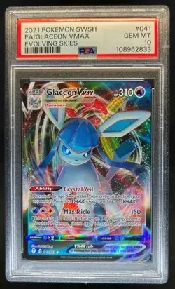 2021 Pokemon SWSH Evolving Skies Glaceon VMAX #041/203 PSA 10 - Image 1