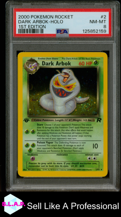 DARK ARBOK-HOLO 1ST EDITION POKEMON ROCKET 2000 2 PSA 8 - Image 1