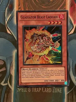 YuGiOh Gladiator Beast Laquari TU05-EN002 Super Rare Turbo Pack NM - Image 1