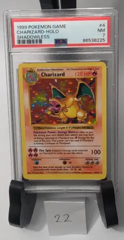 1999 Charizard Shadowless Holo Base Set Pokemon #4 Near Mint PSA 7 - Image 1
