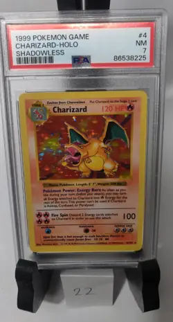 1999 Charizard Shadowless Holo Base Set Pokemon #4 Near Mint PSA 7 - Image 5