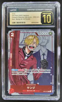 2022 ONE PIECE CCG JAPANESE SANJI MANGA ALT ART OP01-013 CGC 10 PRISTINE PT - Image 1