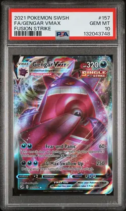 2021 POKEMON SWORD & SHIELD FUSION STRIKE #157 FULL ART/GENGAR VMAX PSA 10 - Image 1