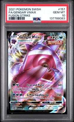 2021 POKEMON SWORD & SHIELD FUSION STRIKE #157 FULL ART/GENGAR VMAX PSA 10 - Image 1
