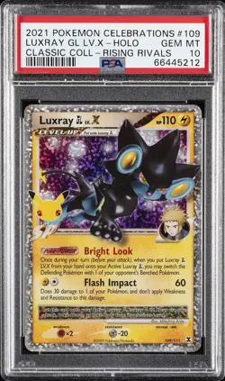 2021 POKEMON CELEBRATIONS CLASSIC COLL #109 LUXRAY GL LV.X-HOLO PSA 10 - Image 1