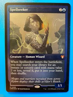 MTG 1x FOIL ETCHED Spellseeker # 495 Commander Masters Magic the Gathering x1 NM - Image 1