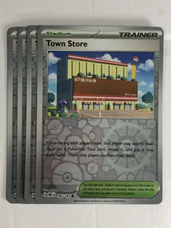 Pokemon TCG Obsidian Flames 4x Playset Reverse Holographic Town Store 196/197 NM - Image 1