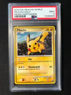 PSA 9 Pikachu Portuguese World Collection 2010 Japanese Promo Pokemon Card - Image 1