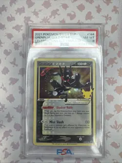 2021 POKEMON BLACK STAR PROMO #SWSH144 GRENINJA GOLD STAR CELEBRATIONS ETB PSA 8 - Image 1