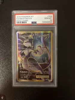 Pokemon TCG Mewtwo EX Full Art Holo Card 103/108 Evolutions PSA 10 Gem Mint - Image 1