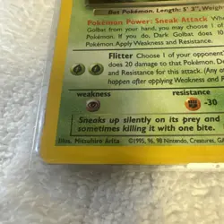 Vintage 1999 Dark Golbat Pokemon Card 7/82 Team Rocket Holo 50 HP - Image 3