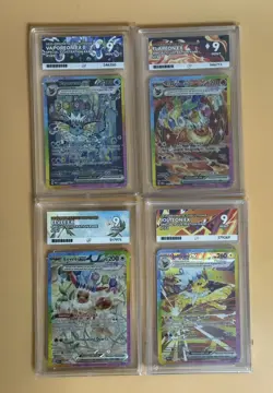 Pokemon Prismatic Evolutions ACE 9 Eevee Vaporeon Jolteon Flareon SIR Lot - Image 1