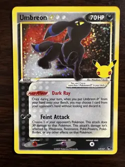 Pokemon Umbreon Star 17/17 POP Series 5 Ultra Rare Holo Stamped 2007 TCG - Image 1