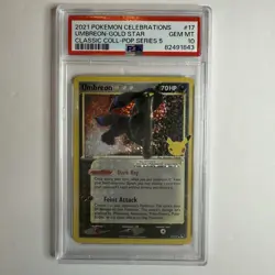 2021 Pokemon Celebrations Umbreon 17/17 Gold Star Holo Rare Pop Series 5 PSA 10 - Image 1